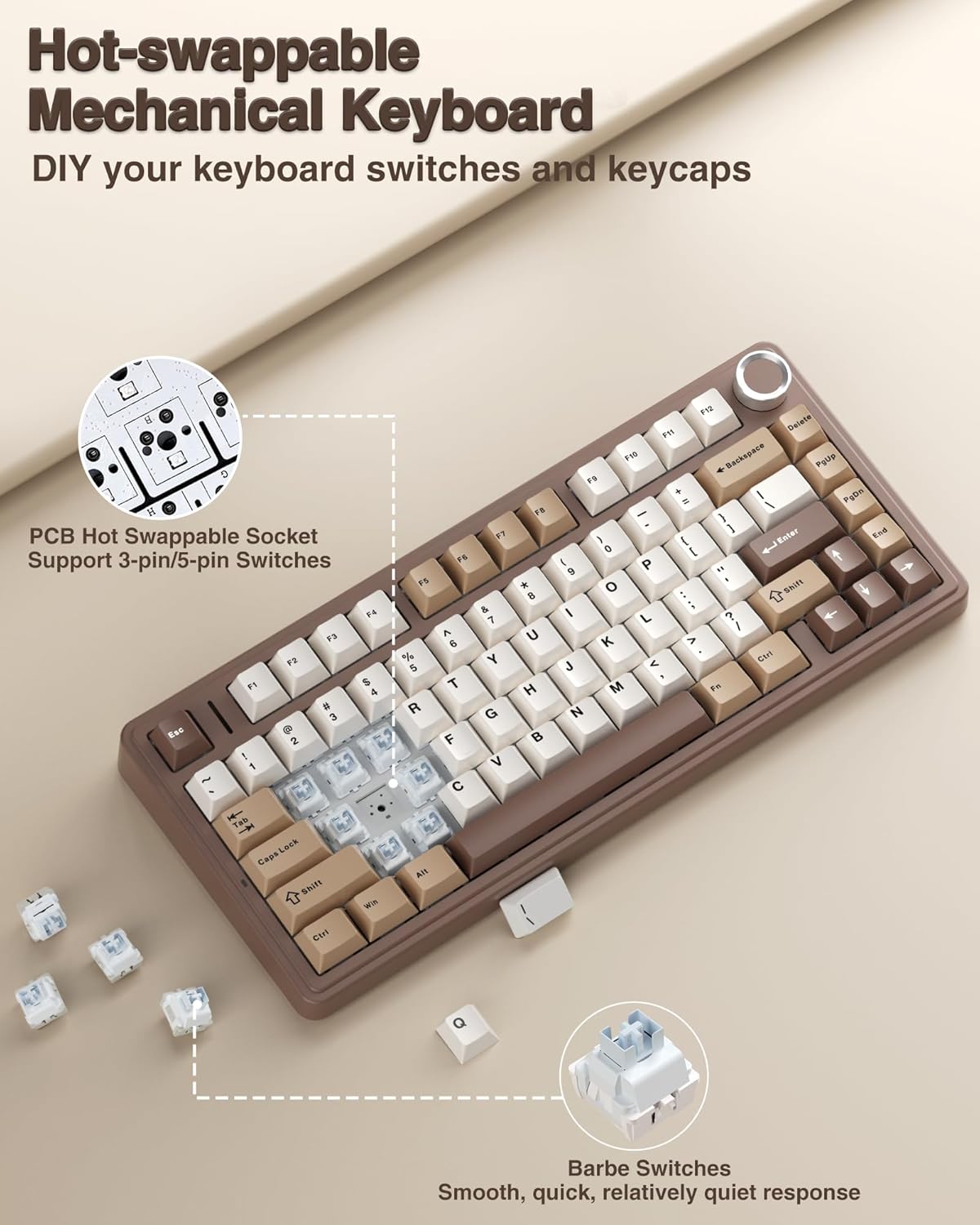 Detalle 2 de AULA F75 75% Wireless Mechanical Keyboard Review