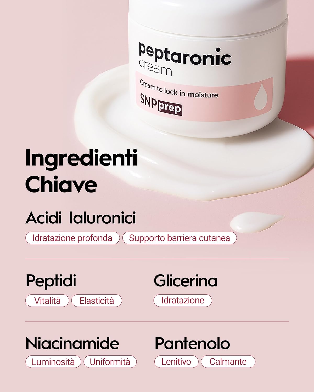 Detalle 2 de Crema Viso SNP Prep Peptaronic – Idratante tutto-in-uno con 6 peptidi e 5 tipi di acido ialuronico (55 ml)