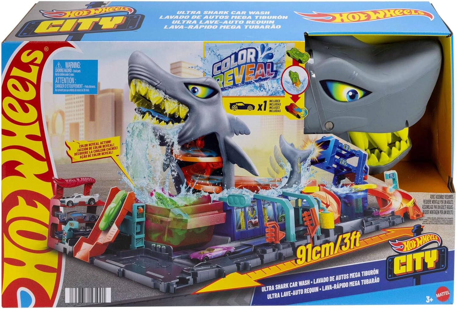 Thumbnail 6 de Hot Wheels City “Let's Race” - Túnel de lavado con tiburón 🦈