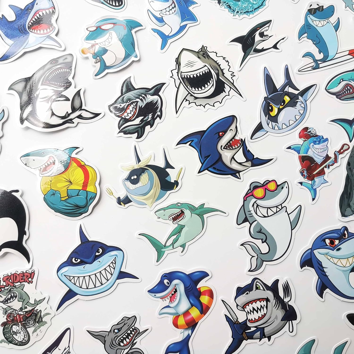 Detalle de Shark Vinyl Stickers, 50-Piece Waterproof Cartoon Set