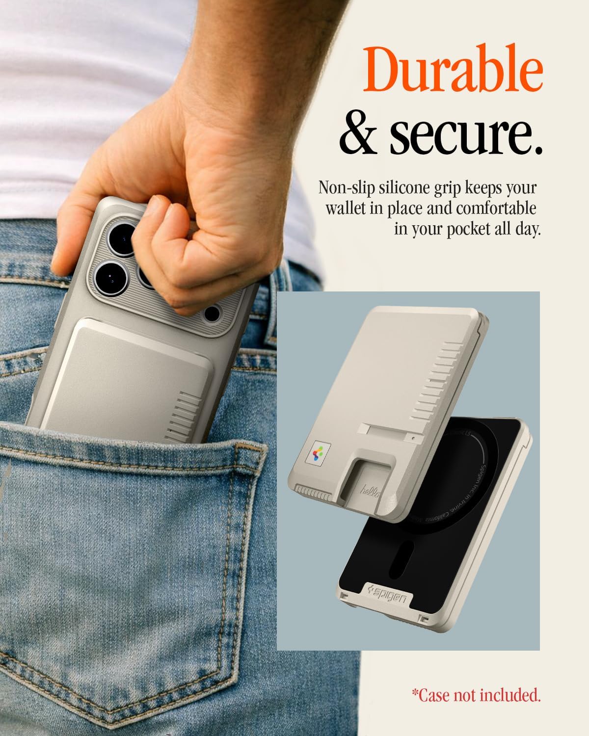Thumbnail 6 de Spigen Classic LS MagFit : porte-cartes magnétique pour iPhone MagSafe et Pixel avec PixelSnap (jusqu’à 3 cartes) – Stone