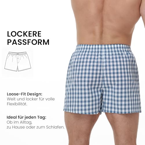Detalle de FALARY Herren Boxershorts locker geschnitten, kariert – 6er-Pack