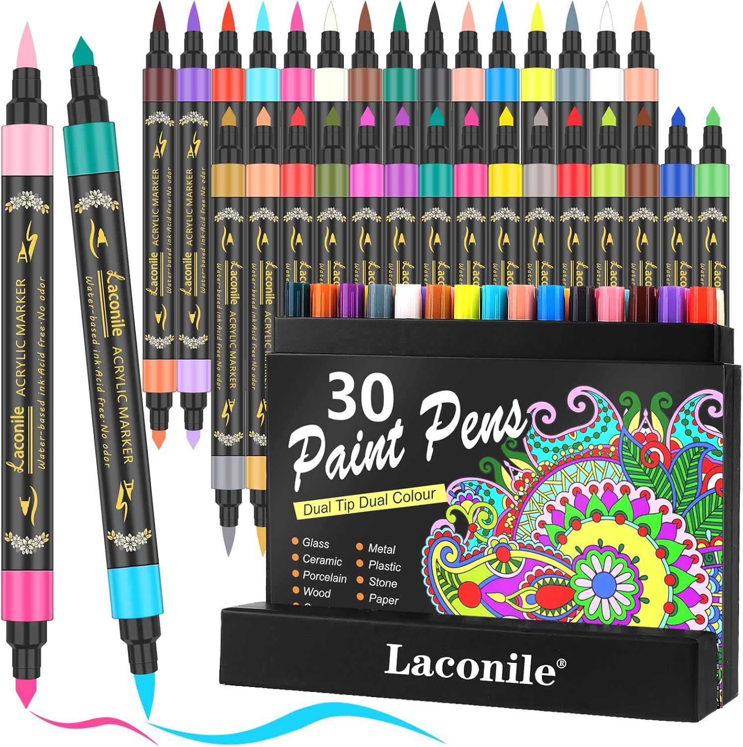 Imagen de Laconile Dual Tip Acrylic Paint Pens en OfertitasTOP