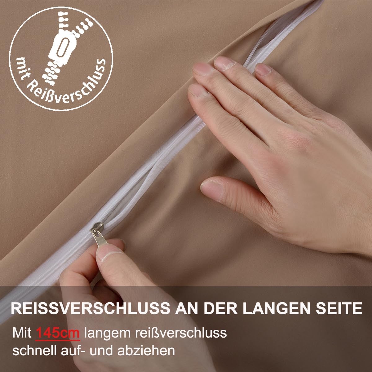 Detalle de Beqnat Kissenbezug 40x40 cm – 2er Set, Beige, 100% Mikrofaser