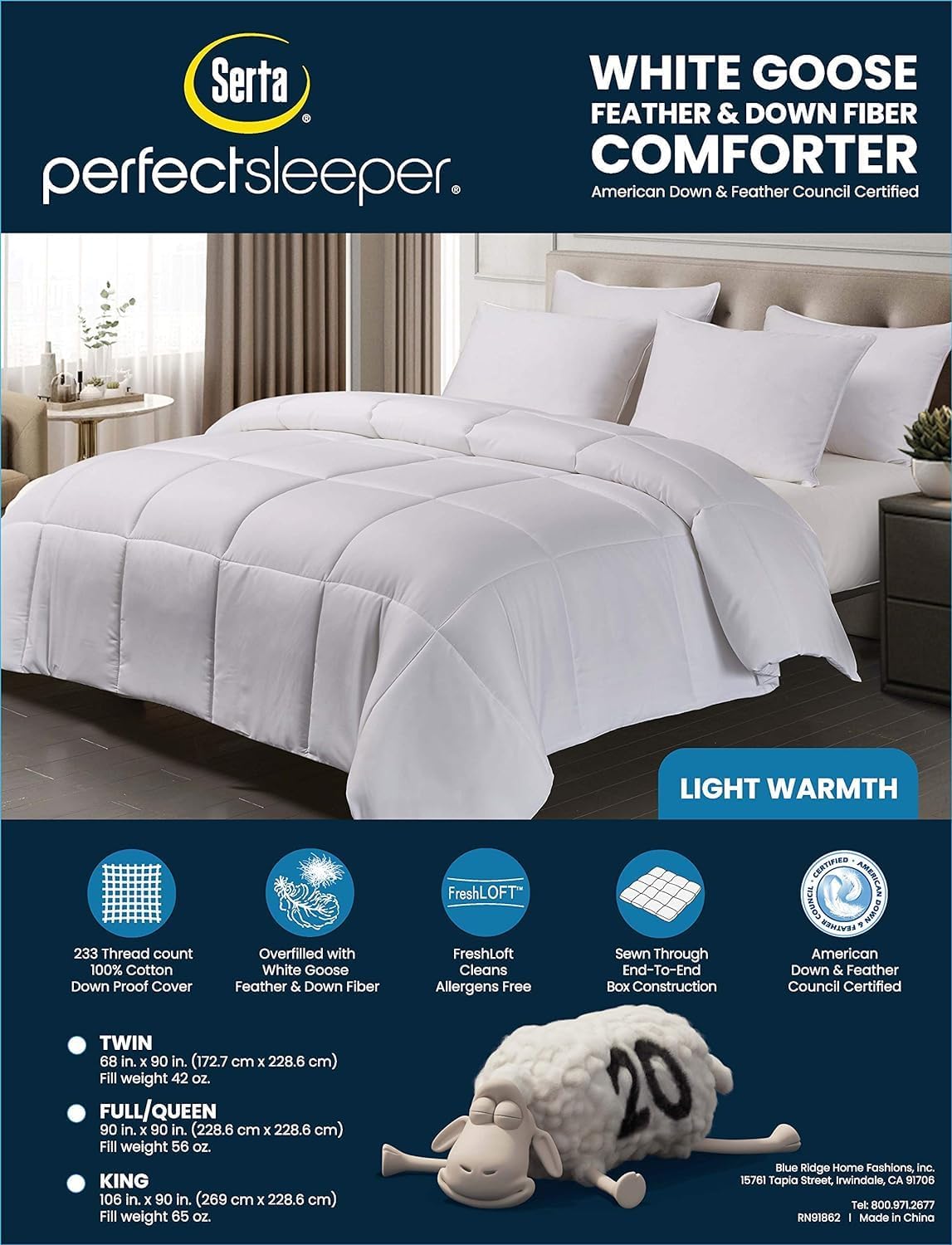 Thumbnail 6 de Serta Goose Feather Down Comforter King Size