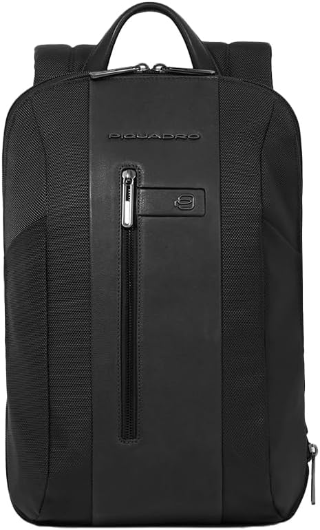 Detalle 2 de PIQUADRO – Zaino Porta PC 15,6" in Tessuto Riciclato e Pelle: stile, praticità e sicurezza
