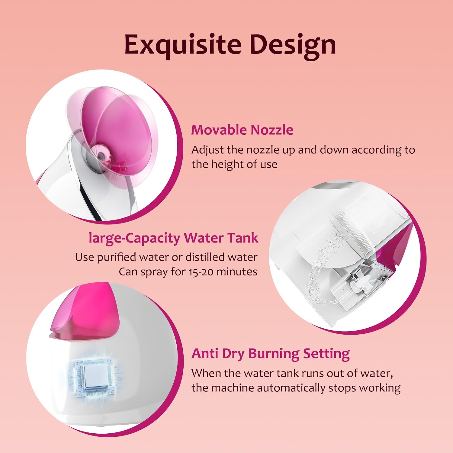 Thumbnail 6 de EZBASICS Gesichtsdampfer Nano Ionic 5 Skin Kit Rosa