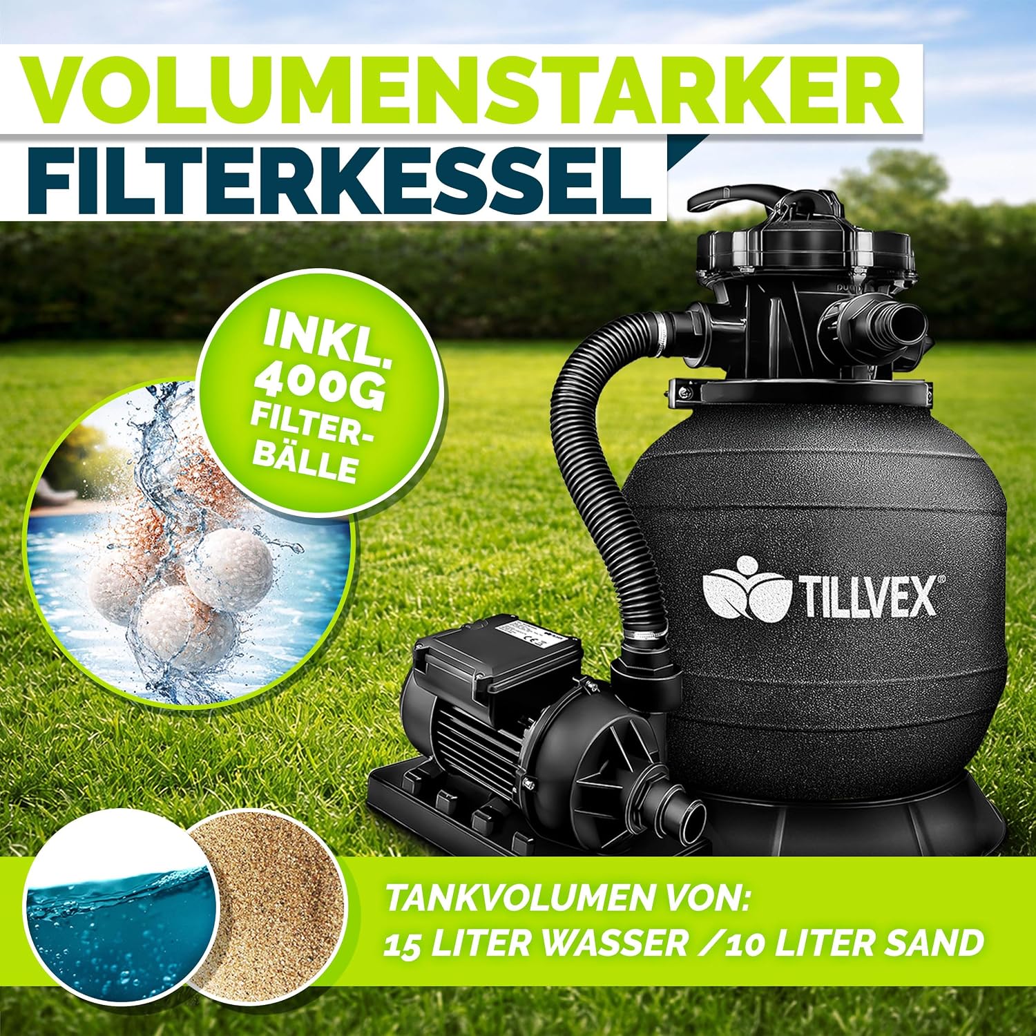Thumbnail 6 de tillvex TVSFT7900 zandfiltersysteem 7.900 l/u met 7-wegklep en filterballen