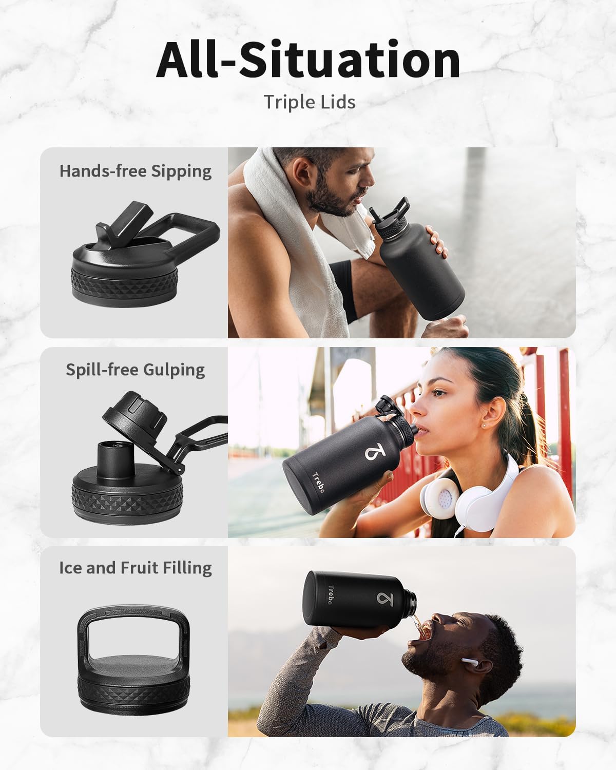 Detalle de Trebo Insulated Water Bottle 2L wide-mouth, double wall 💧