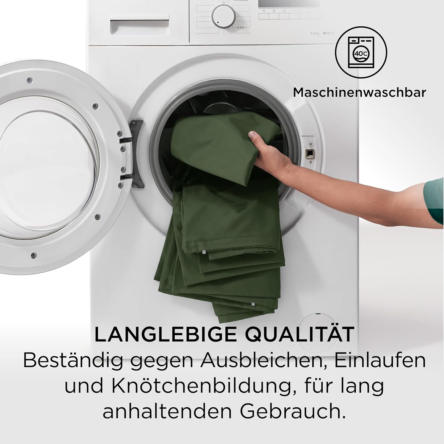 Thumbnail 2 de Bedsure Kissenbezug 40x60 im 2er-Set aus 100% Baumwolle (Oeko-TEX, Reißverschluss) – Olivgrün