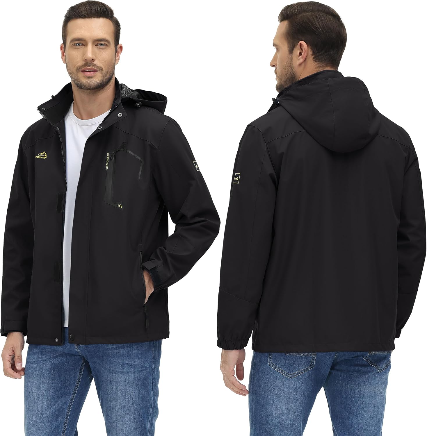 Detalle 2 de TACVASEN Men's Lightweight Hooded Waterproof Softshell Rain Jacket