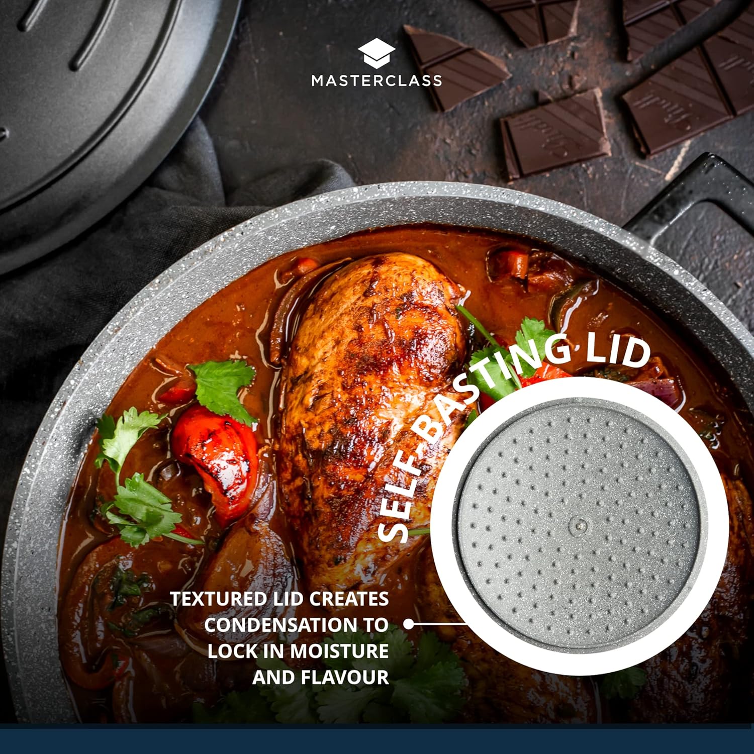 Thumbnail 5 de MasterClass Shallow Casserole Dish with Lid 4L/28 cm – Lightweight Cast Aluminium, Induction Safe
