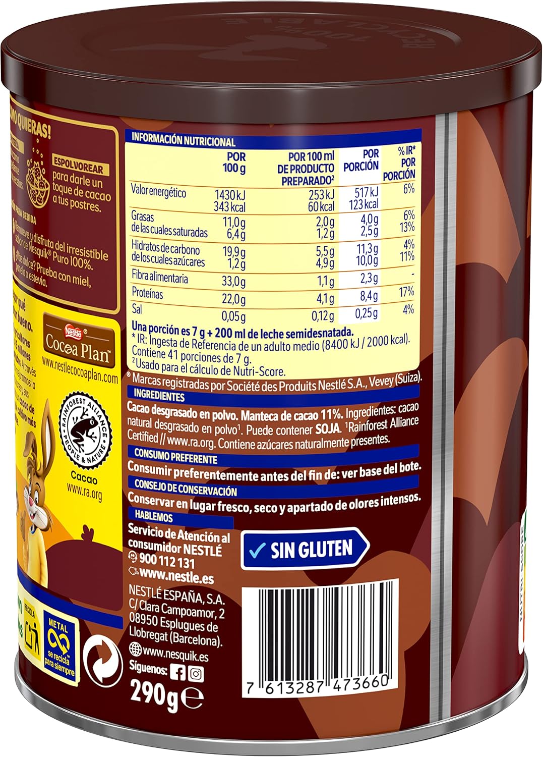 Thumbnail 4 de Nestlé Nesquik Cacao en Polvo 100%, Pack 6x290g
