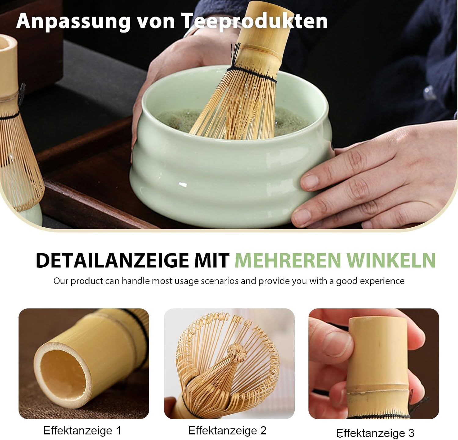 Detalle 2 de HOSPAOP HF-4ST2 matcha-set met bamboe-garde en keramische kom