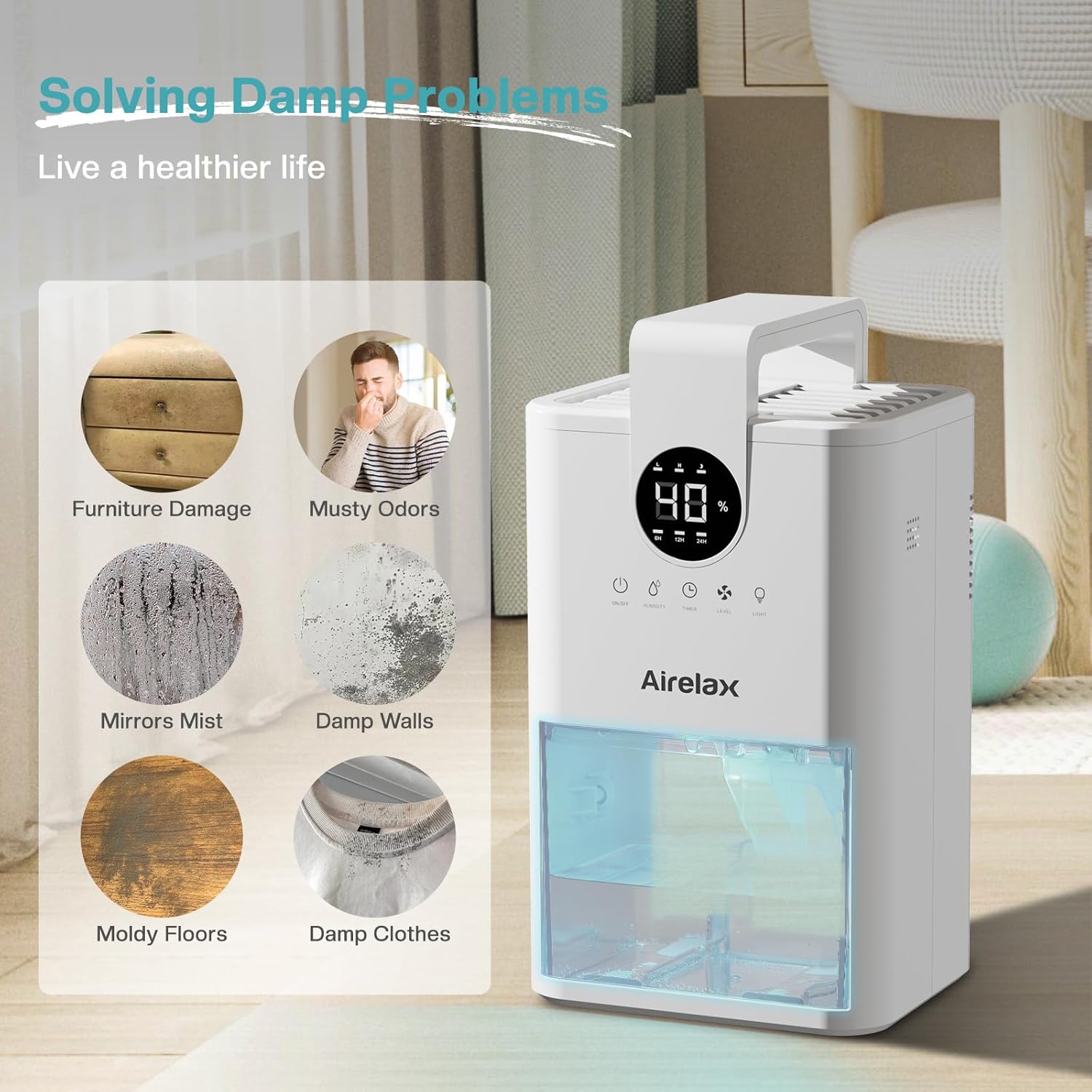 Detalle de Airelax Luftentfeuchter 1000 ml fürs Zuhause