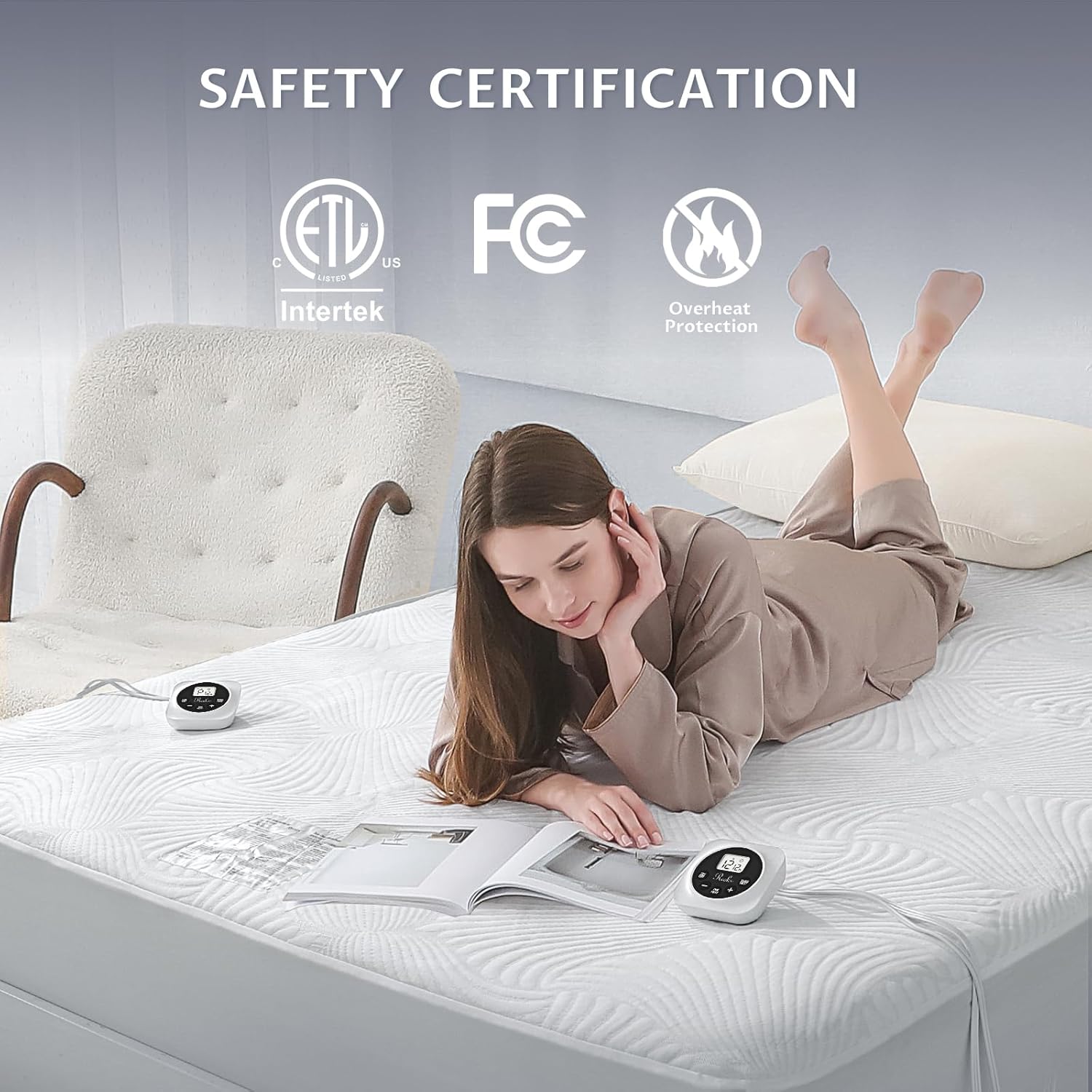Detalle 2 de King Size Heated Mattress Pad 12 Settings