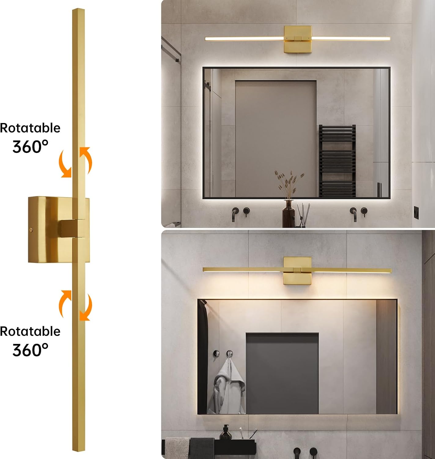 Thumbnail 2 de CCYCOL 8036WL-30GD 30-Inch Rotatable Bathroom Vanity Light, 3500K LED