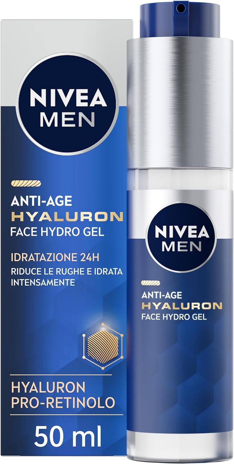 Detalle de NIVEA MEN Anti-Age Hyaluron Hydro Gel Uomo 50 ml – crema viso antirughe in gel all’acido ialuronico