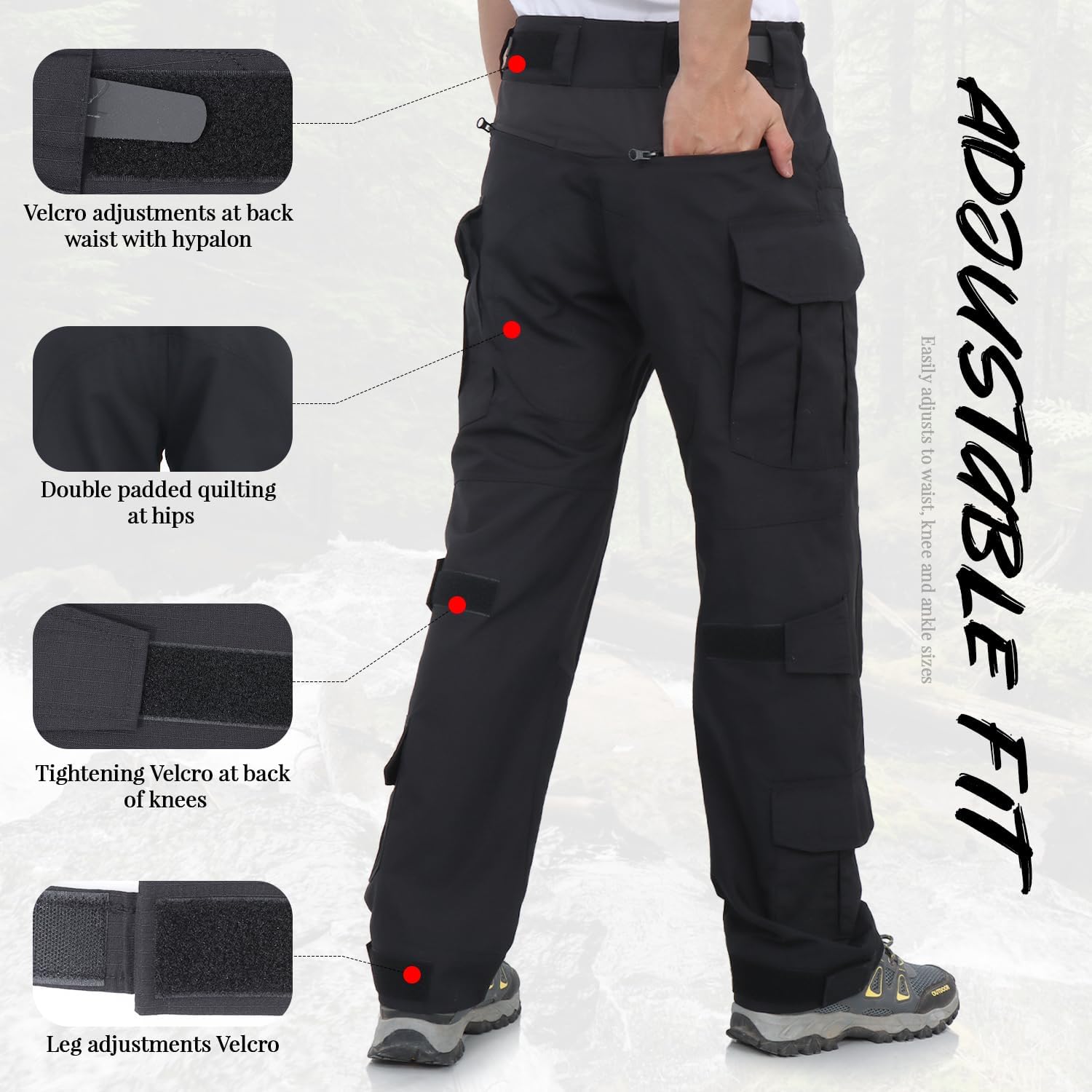 Detalle de BWBIKE Herren Taktische Kampf Cargo Hose – Camouflage, Mehrtaschen, Outdoor Exploration