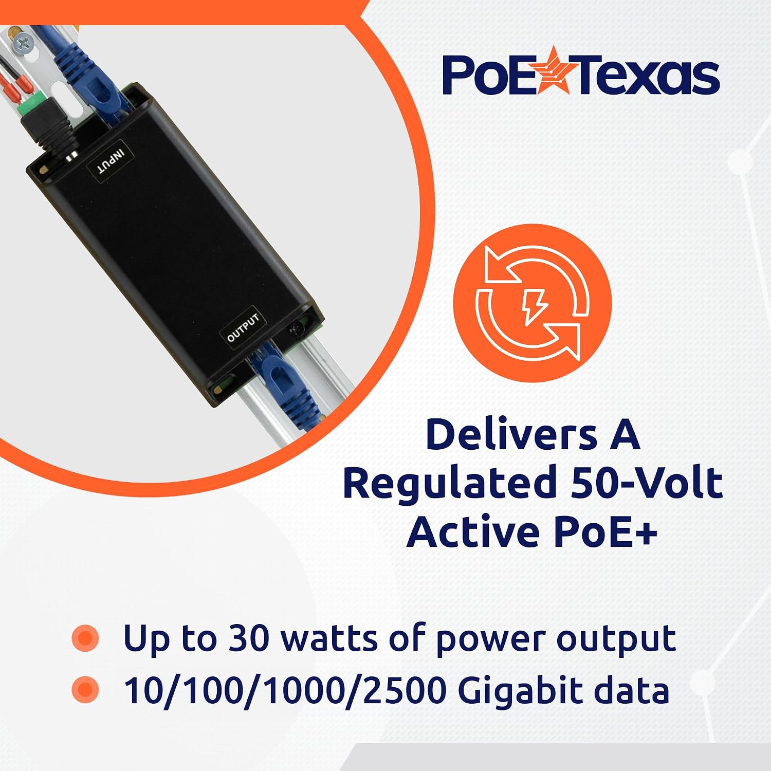 Thumbnail 2 de PoE Texas DC電源ギガビットPoE+インジェクター 12～60V入力・50V出力・最大30W