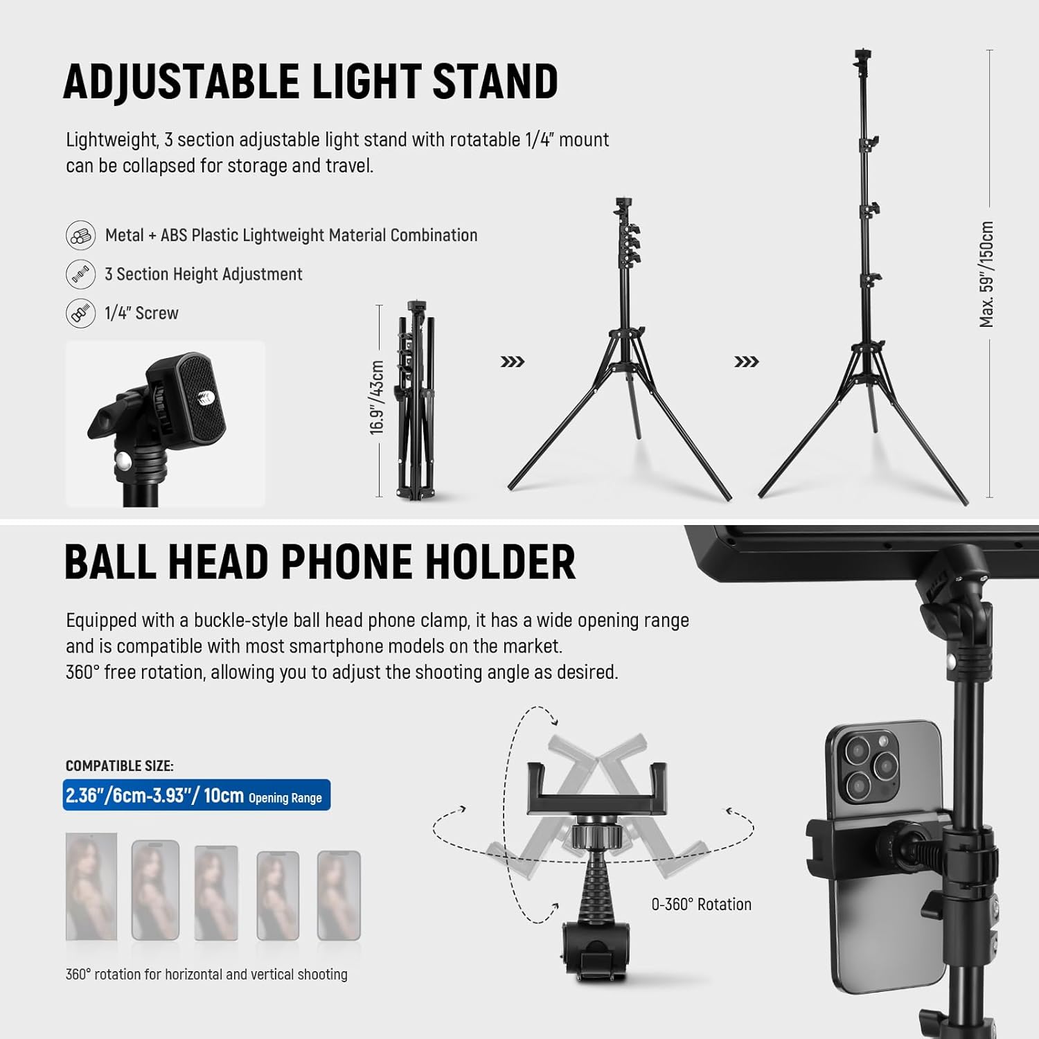 Thumbnail 5 de NEEWER BASICS BP300 2-Pack Bi-Colour LED Video Light Panels with Stands & Phone Holders