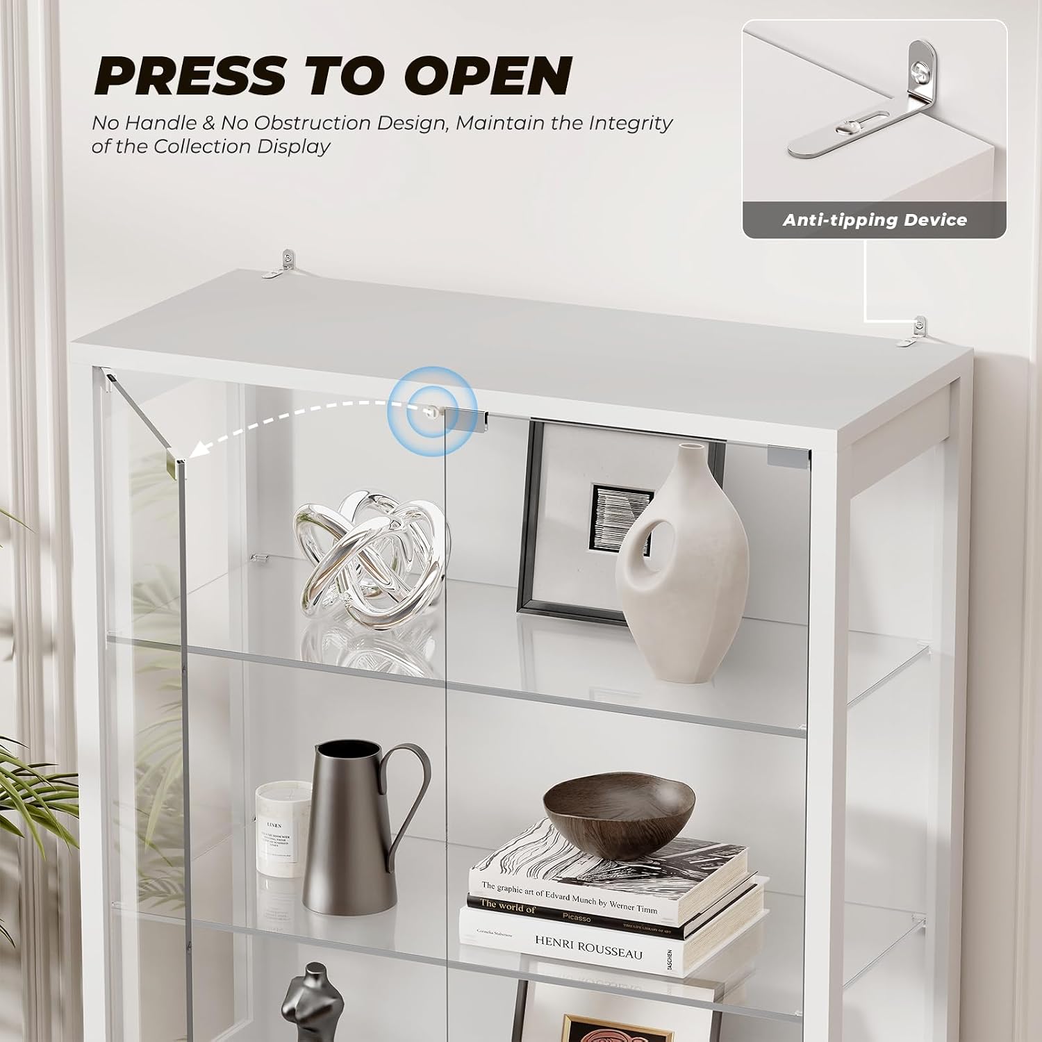 Detalle 2 de BROTTAR BD019 71-Inch Display Cabinet with Glass Shelves and 3-Color LED Lights