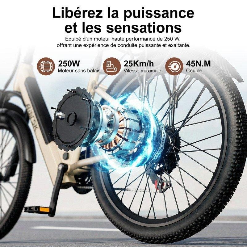 Detalle 2 de Bicicleta eléctrica urbana Aairsk Velo 26" | Batería amovible 36V 13Ah, 250W