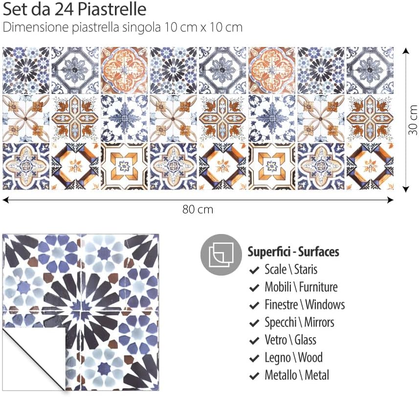 Detalle 2 de RE-COVERTILES Modello 24 Pz 10x10 cm adesivi piastrelle