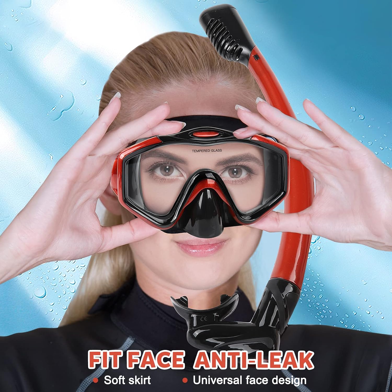 Detalle de KUYOU Dry Top Snorkel Set for Adults with 180° Panoramic Mask