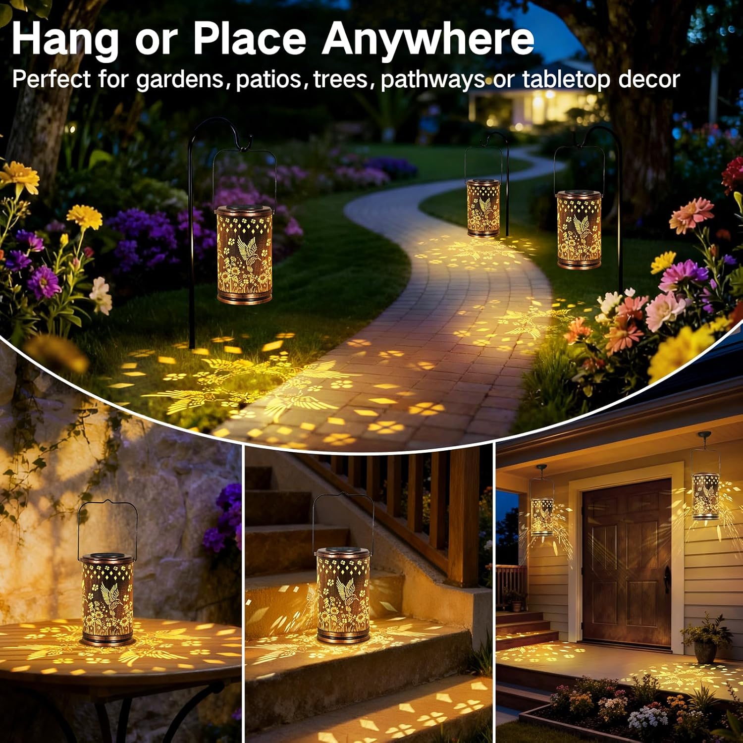 Thumbnail 5 de OUTONLIFE Hummingbird Solar Lantern: Vintage Metal Garden Light for Outdoor Spaces