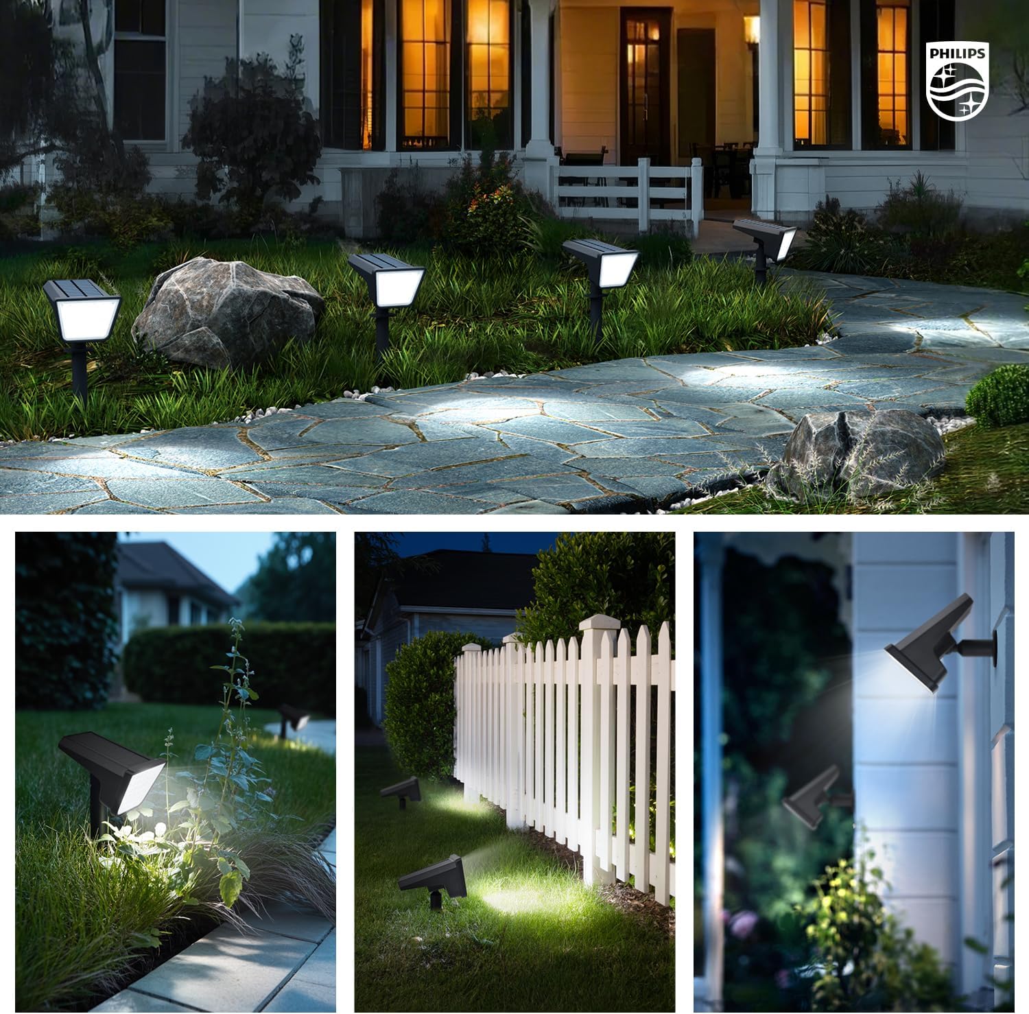 Thumbnail 6 de Philips 2 Stück Solarstrahler für Außen – 28 LEDs, 7500K, dusk-to-dawn, wasserdicht