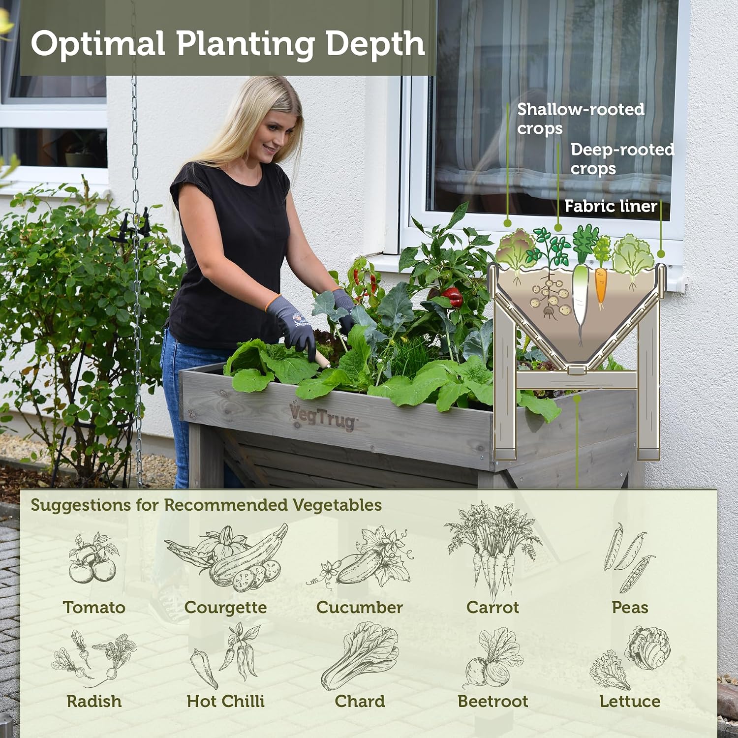 Detalle 2 de VegTrug Wash Raised Bed Planter 1m
