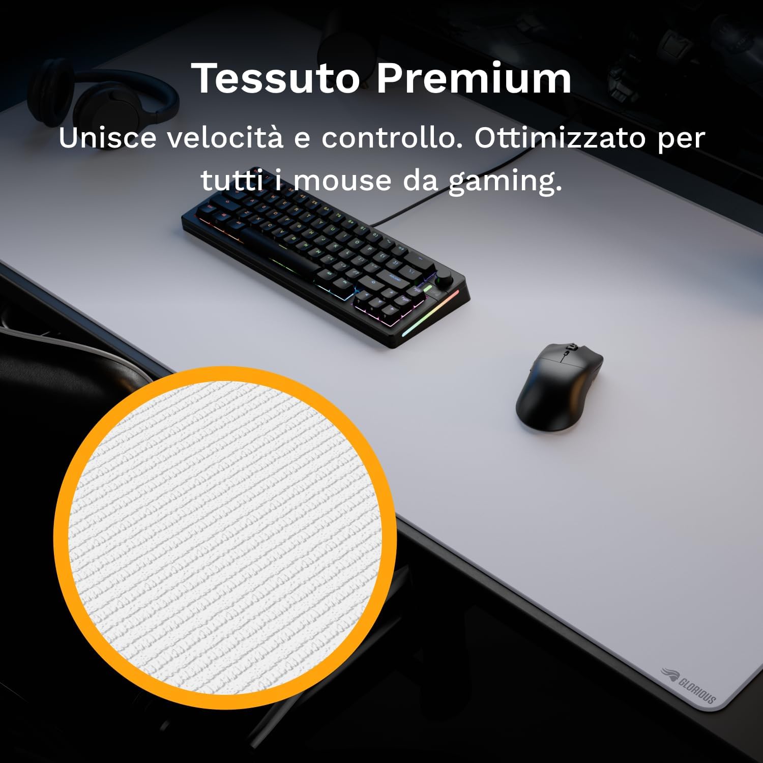 Thumbnail 2 de GLORIOUS Gaming Mouse Pad GMP 2 XXL 2XL bianco (915×460×3 mm) con bordi cuciti e base antiscivolo