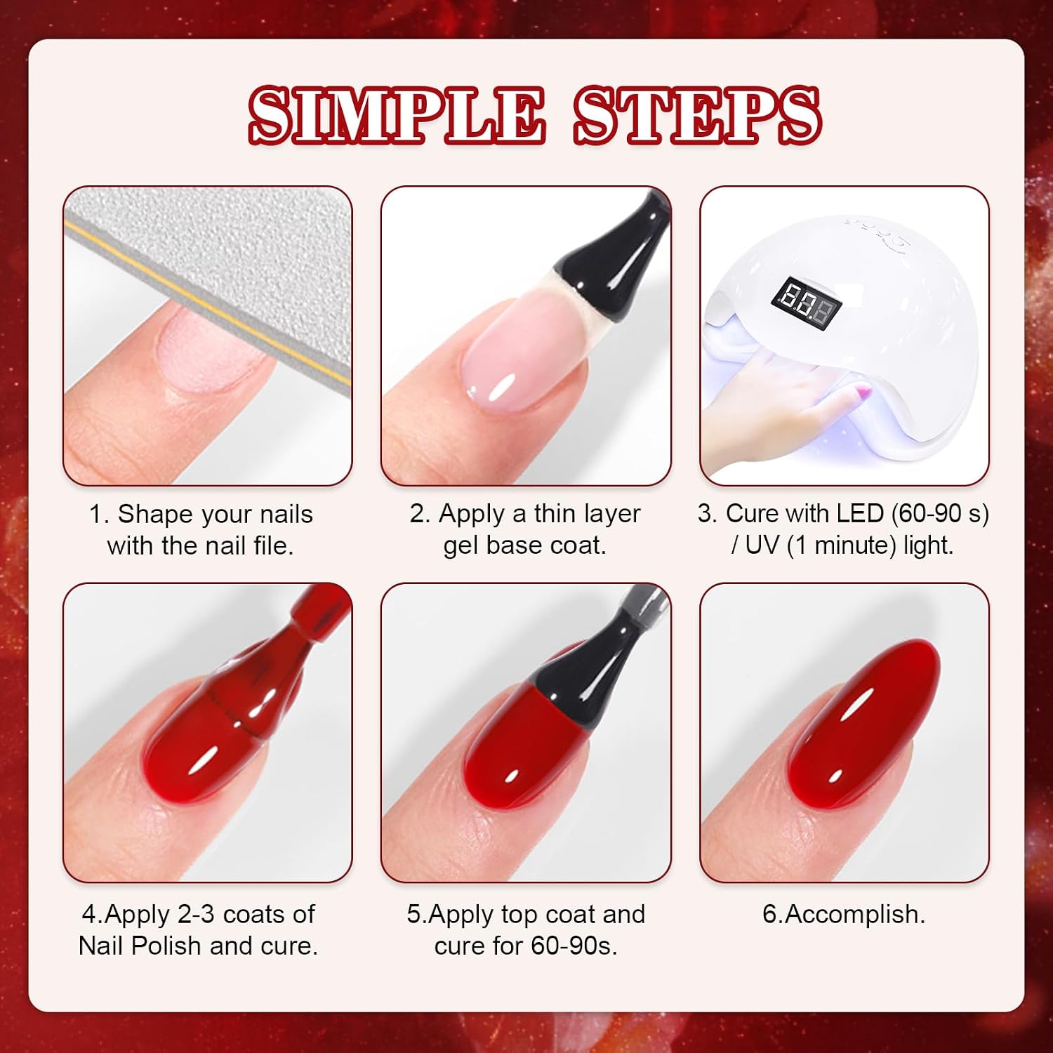 Detalle de YSUVIN UV Nagellack Nude Set (6 Stück) – Nude Rosa Gel Nagellack, Soak-Off UV