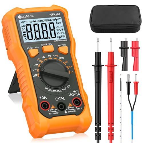 Detalle de Neoteck Multímetro Digital 2000 Contadores con Pinza de Cocodrilo – Tester Eléctrico para CA/CC, NCV, Temperatura y Más