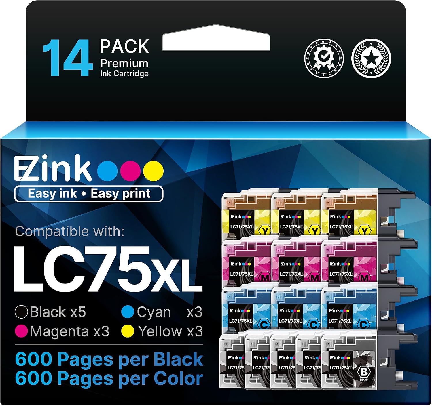Detalle de E-Z Ink Compatible Ink Cartridges, 14-Pack