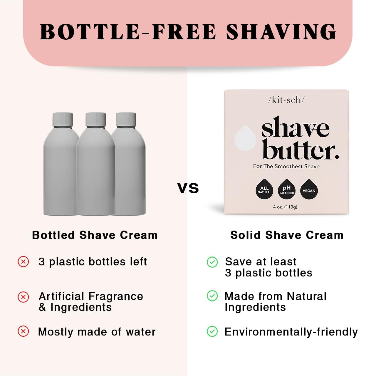 Detalle de Kitsch Shaving Soap for Women: Hydrating Shave Butter & Soap Bar