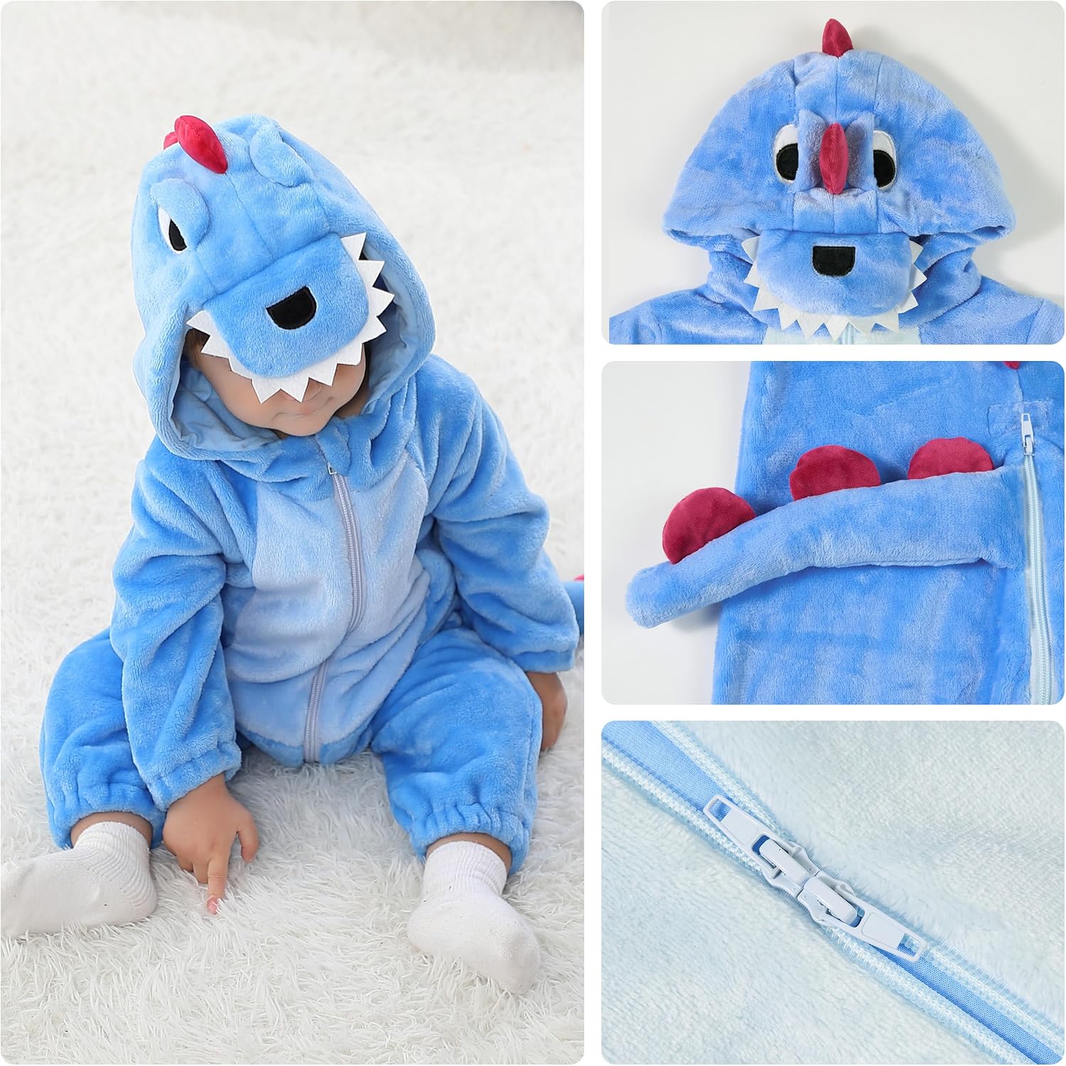 Thumbnail 2 de LOLANTA dinosauruskostuum voor baby’s: flanellen onesie met kap en staart