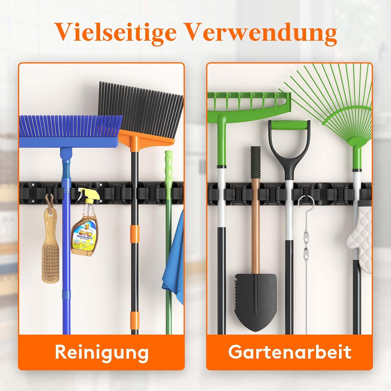 Thumbnail 6 de Lifewit Besenhalterung Wand (2er-Set) mit Anti-Rutsch-Griff, 10 Schlitze & 6 Haken pro Halter, schwarz
