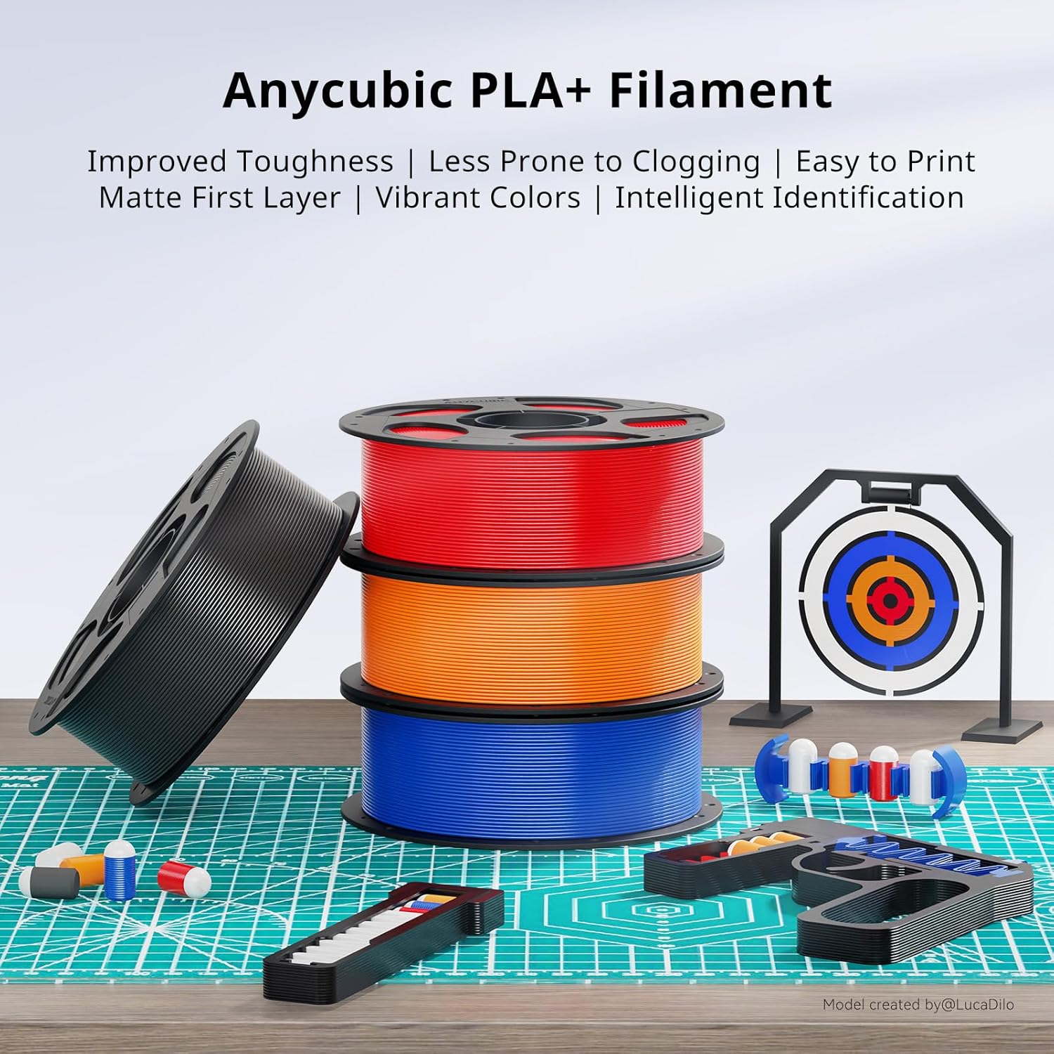 Thumbnail 1 de ANYCUBIC PLA+ 3D Printer Filament 1.75mm – High Toughness, Orange, 1kg Spool