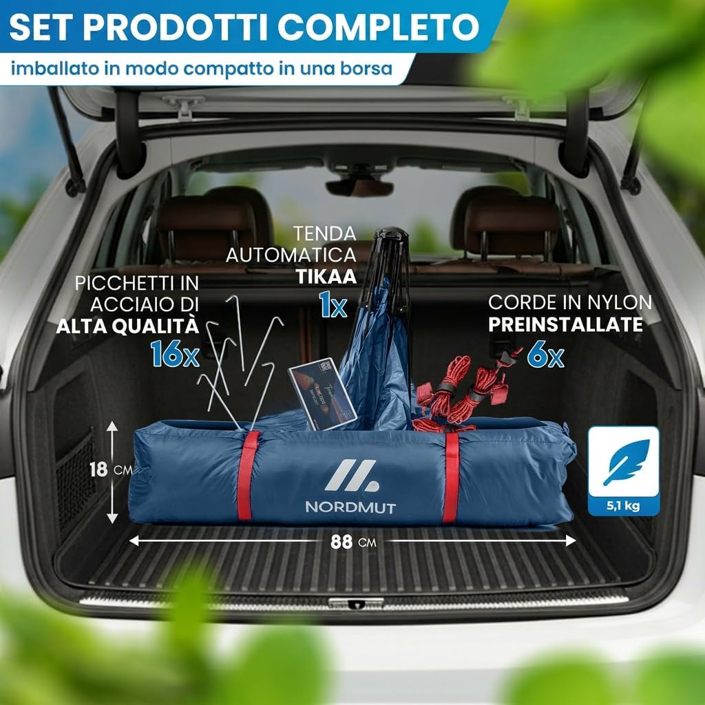 Thumbnail 6 de NORDMUT Tenda Pop-Up 2-4 Persone – Montaggio Istanteaneo, Impermeabile e Protezione UV