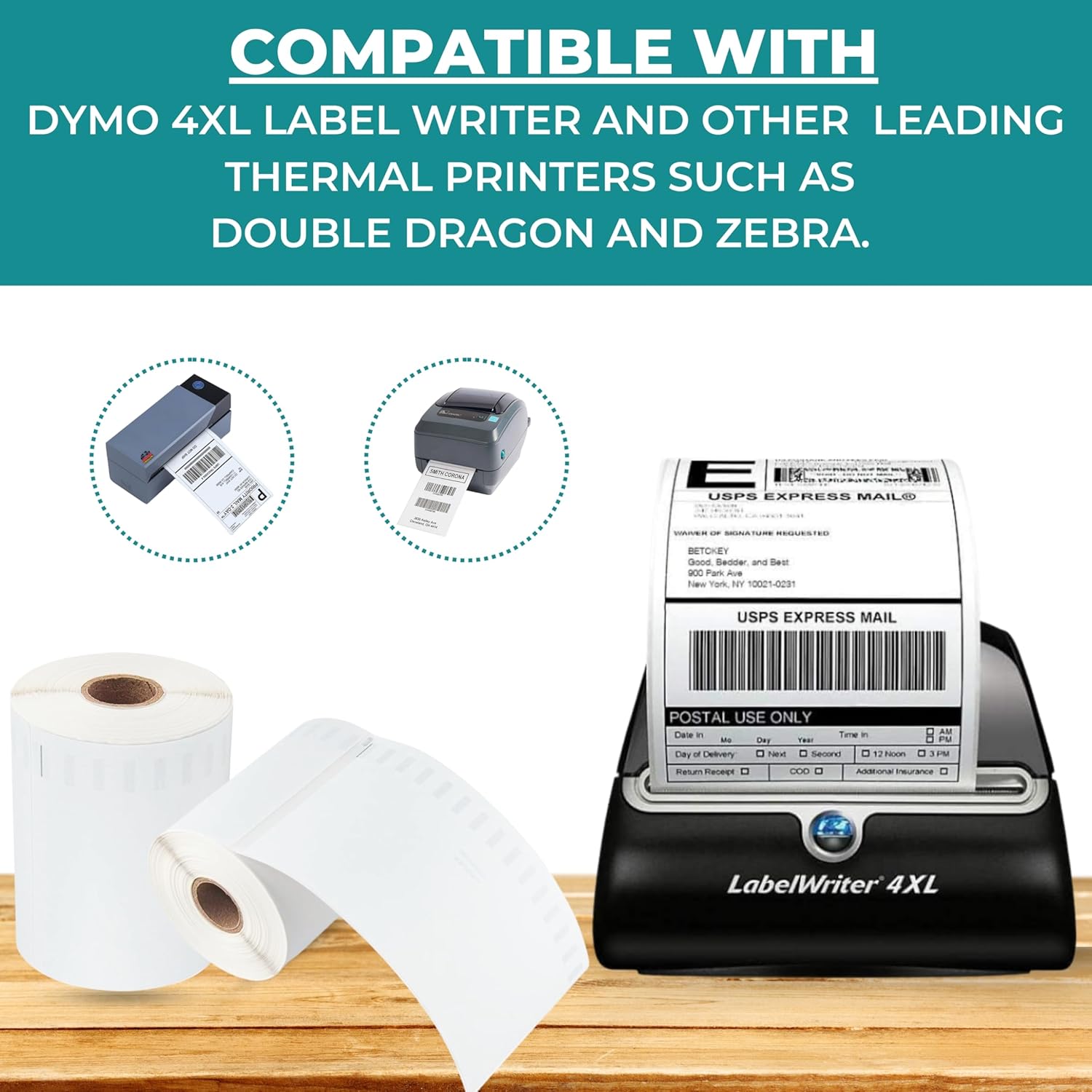 Detalle 2 de Double Dragon 1 Roll of 220 Extra-Large 104x159mm Thermal Shipping Labels