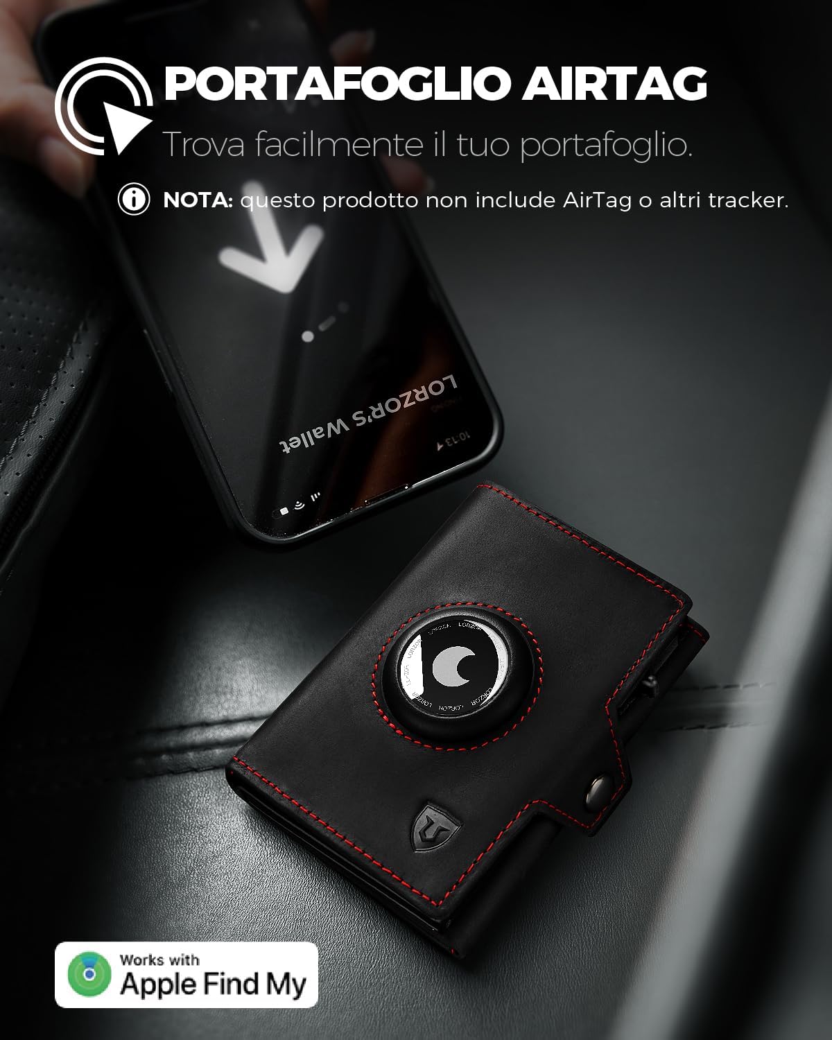Detalle 2 de LORZOR Portafoglio Airtag Slim 9,6x6,5x2 cm
