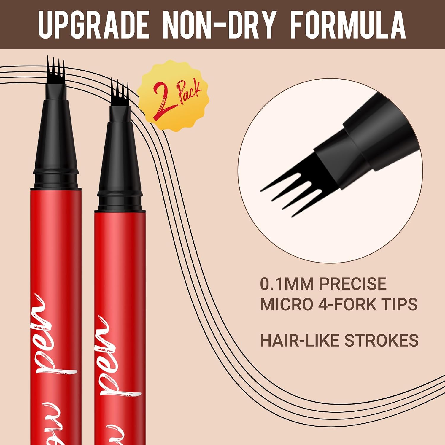 Detalle de Vevivia Beauty Eyebrow Pencils for Women — Dark Brown 2-Pack with Precise 4-Tip Brow Pencil
