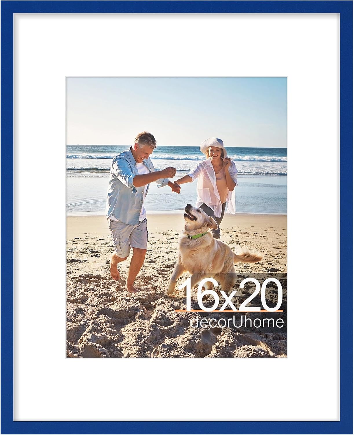 Detalle de decorUhome 16x20 Picture Frame in Royal Blue (M01BU) — 11x14 with Mat, Engineered Wood with HD Plexiglass