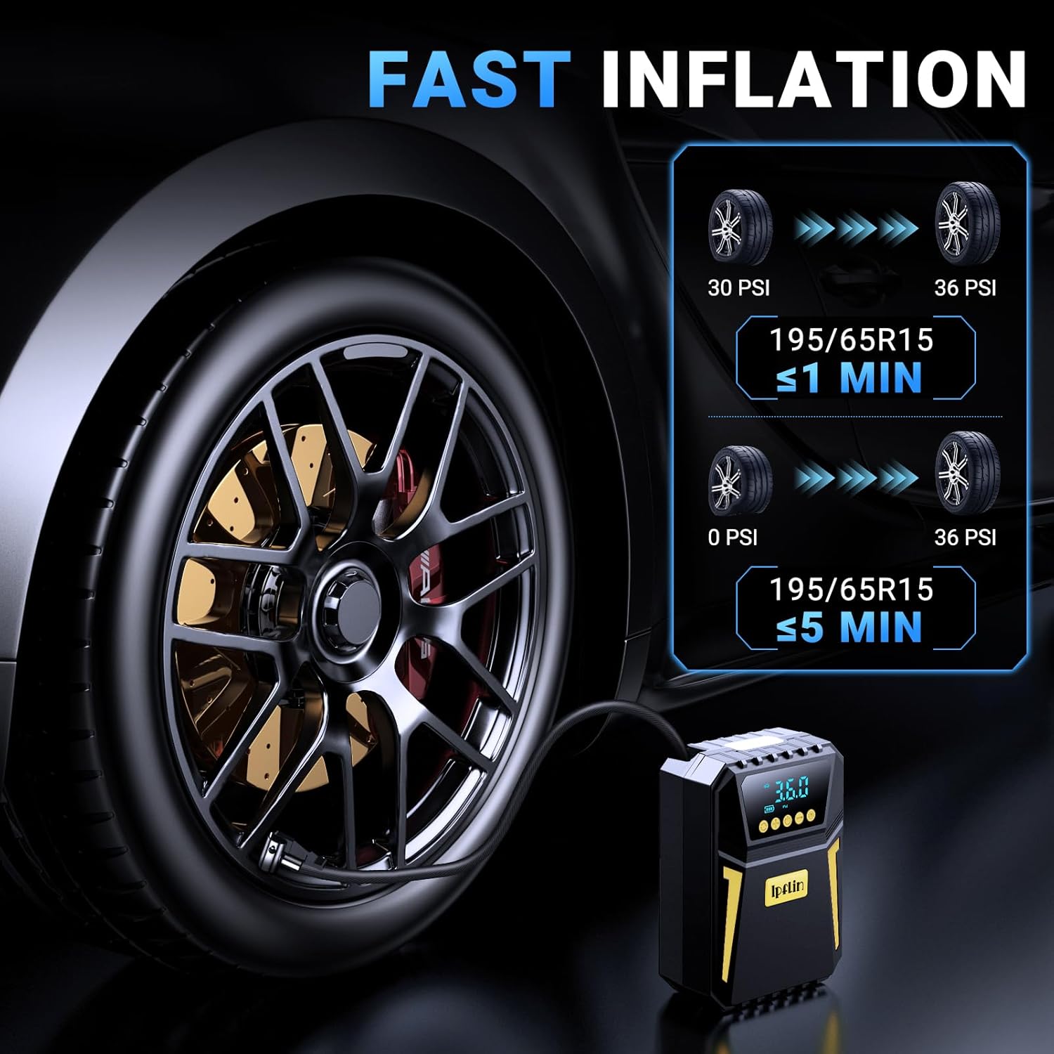 Thumbnail 1 de Ipflin Tyre Inflator 150 PSI digital pump ⏱️