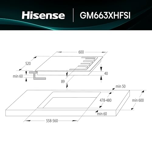 Detalle 2 de Hisense GM663XHFSI: Piano cottura a gas 60 cm con 4 fuochi e bruciatore wok a doppia corona
