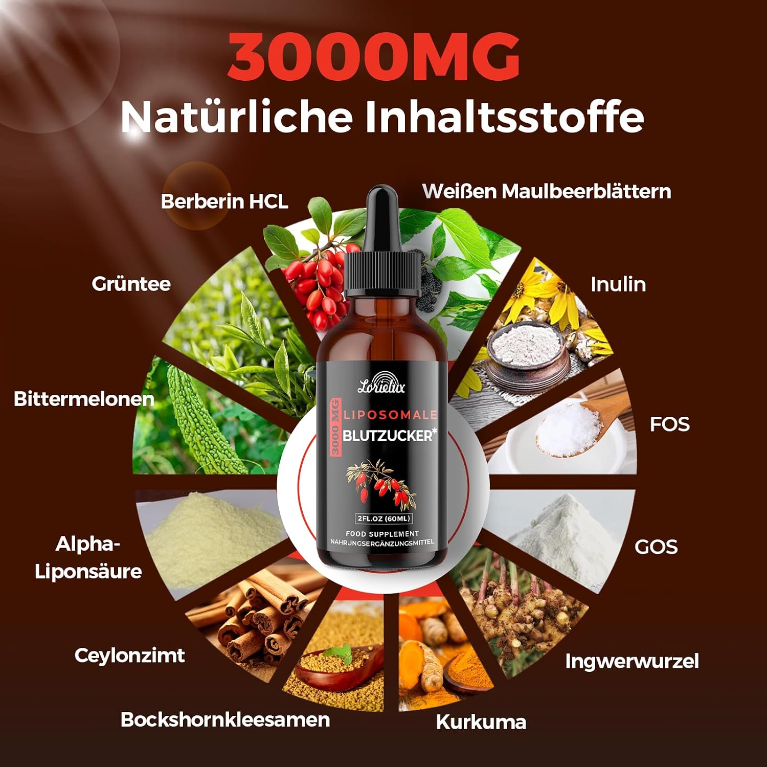 Detalle de Liposomale Berberin Tropfen mit 3000 mg – 120 ml für Stoffwechsel, Blutzucker und Verdauung