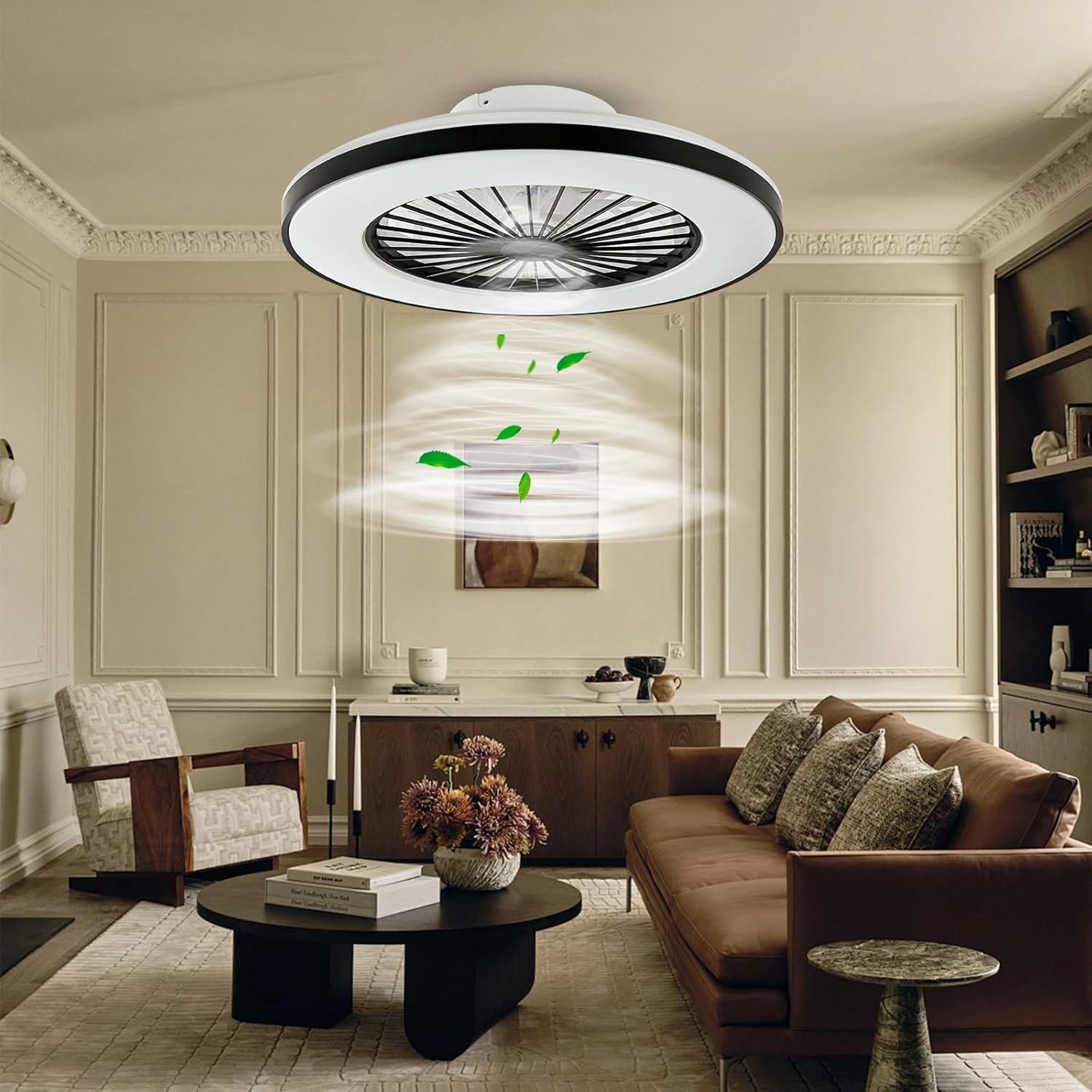 Thumbnail 6 de BKZO Modern LED Ceiling Light with Fan (50cm, Black Frame) – 24 Speeds, 3000–5500K, Stepless Dimming