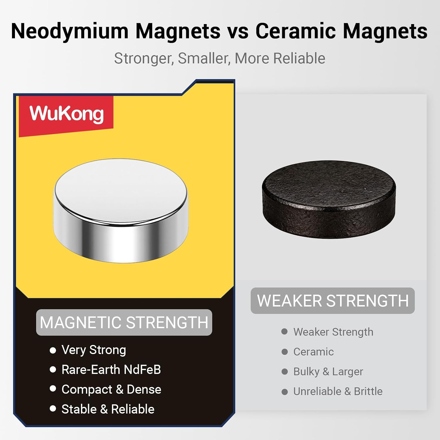 Detalle de Wukong 14415667 koelkastmagneten 8 x 3 mm, rond en zilverkleurig, 30 stuks